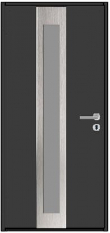 Входная дверь HTA100 HORMANN RAL 7016/9016 с остеклением, нажимные ручки