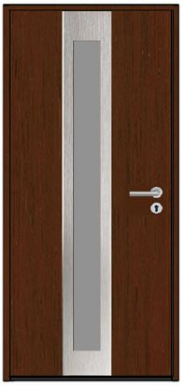 Входная дверь HTA100 HORMANN Mahogany/9016 с остеклением и нажимными ручками