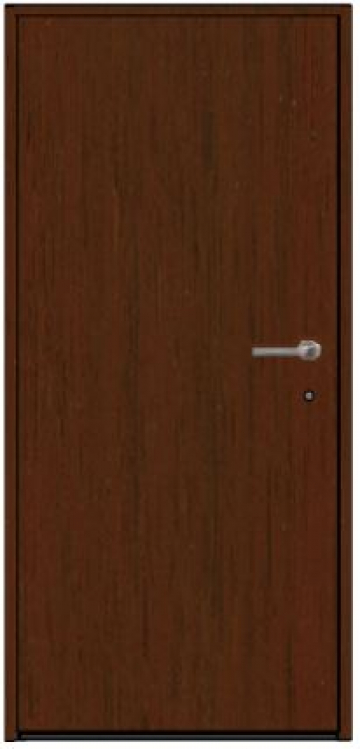 Входная дверь HTA100 HORMANN Mahogany/9016 глухая и нажимными ручками